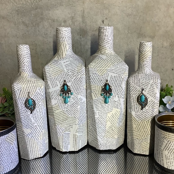 🌸 8PC: DECOR DISPLAY BOTTLE CAN TURQUOISE HOME ART PIECE LIVING SPACE HOLDERS - Picture 3 of 8